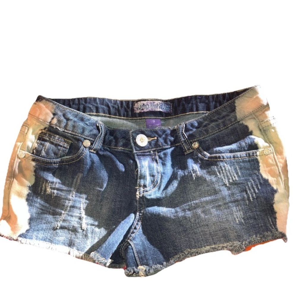 Karma Blue Size 3 Women/Juniors distressed denim shorts with bleached sides